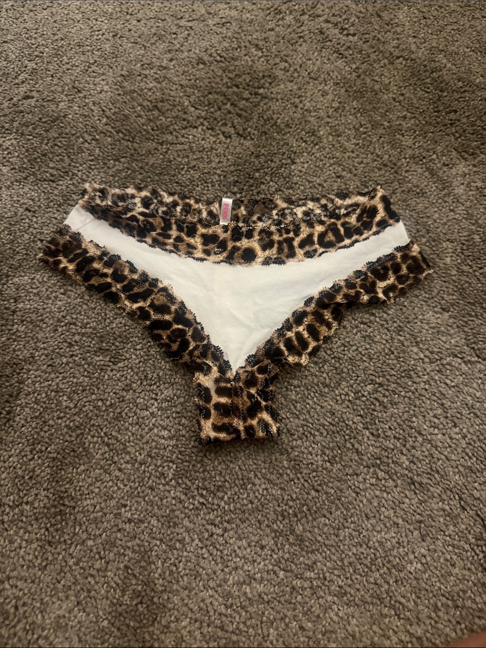 Leopard Print Trimmed White Bikini Briefs